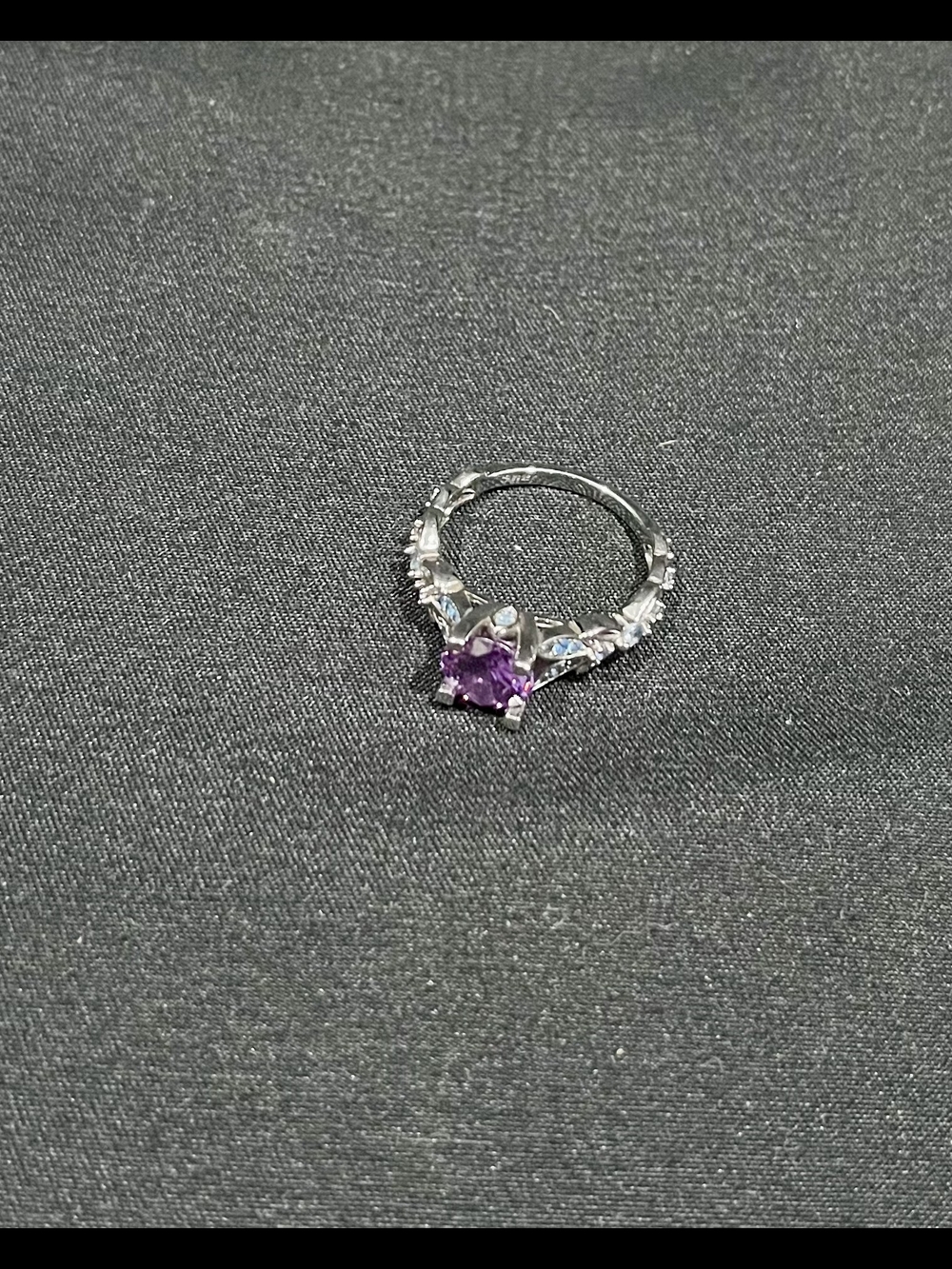 Jeulia Sterling Silver Floral Ring with Purple Gemstone